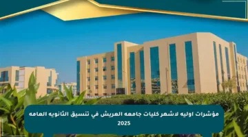 مؤشرات أولية لأشهر كليات جامعة العريش في تنسيق الثانوية العامة 2025